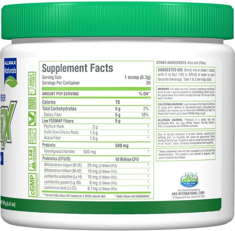 ALLMAX Naturals  FiberBiotix  Supports Gastrointestinal Health Detoxification and Digestion for a Healthy and Happy Gut 189g Unflavored - Image 3