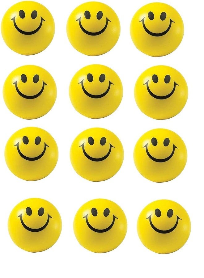 KASUMBI Kids Foam Happy Smile Funny Cute Face Smiley Soft Anti Stress Releaser Squeeze Stress Reliever Slow Rising Squeeze Vent Toy Ball (Yellow, 12 Pieces) - Image 1