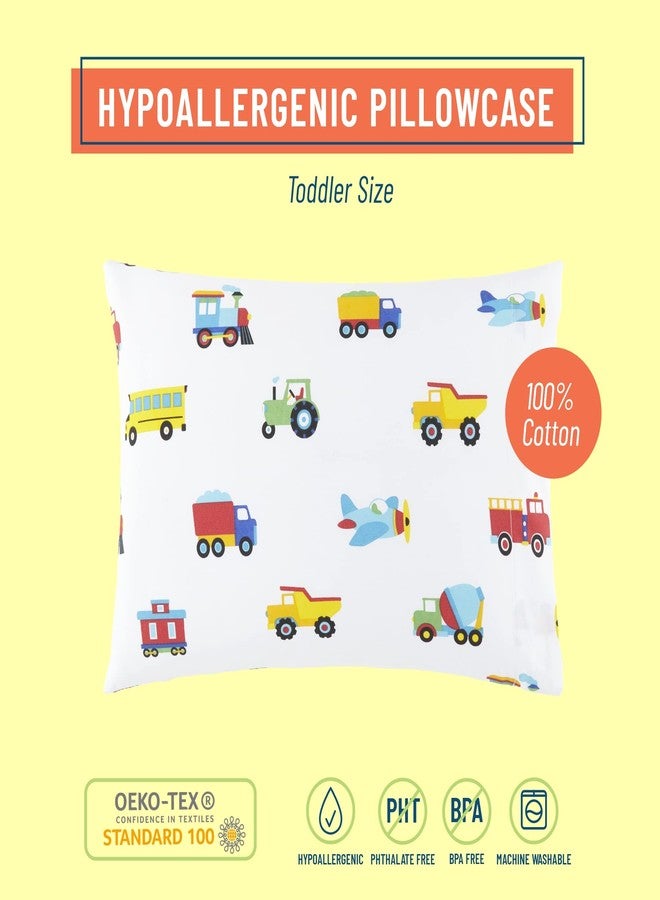Wildkin 100% Cotton Toddler Pillowcase - Hypoallergenic, Soft & Breathable - Trains, Planes, and Trucks - Image 2