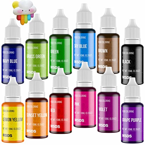 Nomeca 12 Color Cake Food Coloring Set Nomeca Food Grade Vibrant Food Color Liquid Dye Tasteless for Baking Icing Easter Egg Fondant Cooking Slime Making DIY Supplies Kit  35 Fl Oz 10 ml Bottles - Image 1