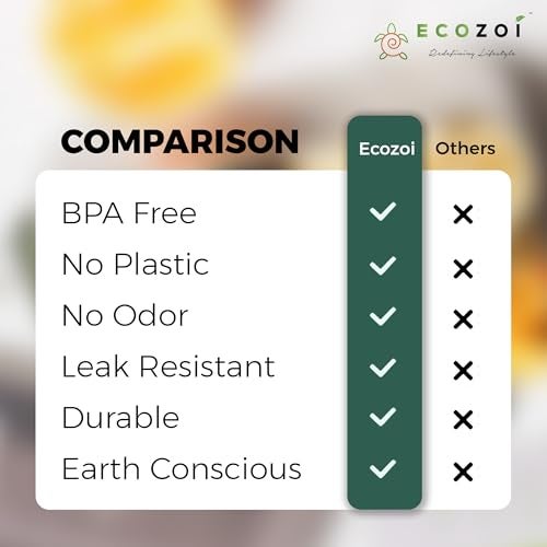 ecozoi Stainless Steel Lunch Box Food Pack, Large | 5 Compartment Box with Leak Proof Lid and Locking Clips | Sustainable Food Storage Container, 1500 ml Capacity - Image 3