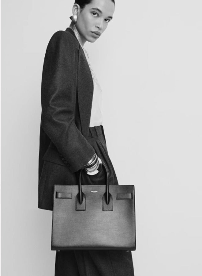 SAC DE JOUR Women's Handbag – Black Grained Leather Top Handle Bag