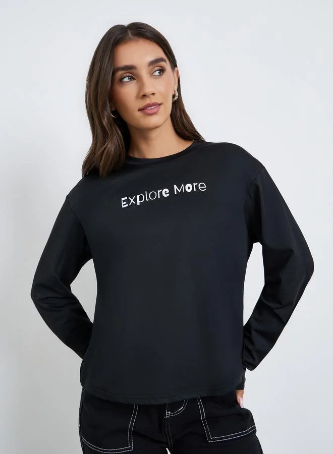 Women Slogan Print Regular Fit T-Shirt