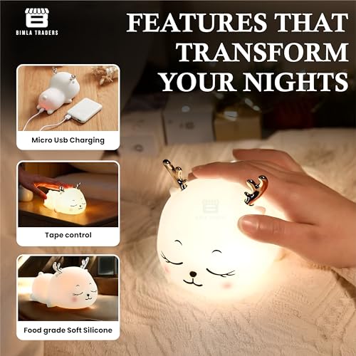 BTfash Deer Night lamp for Kids, Silicone Lamp, Cute Night Lamp, Valentine Gift for Girlfriend, Birthday Gifts (Deer Lamp) - Image 2