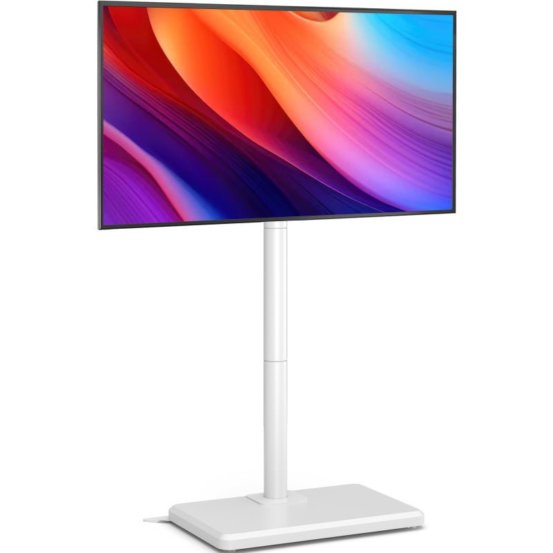 AX WABER Floor TV Stand with Mount for 26-55 inch TVs up to 77 lbs, Height Adjustable Swivel Tilt TV Stand with Wood Base, Saving Space Design for Bedroom, Living Room and Corner, White - Image 1