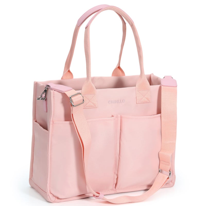 Chinllo Nylon Tote Bags for Women, Large Pockets Handbags Compartments Crossbody Bags Work Laptop Purse for Travel, Beach - Image 1