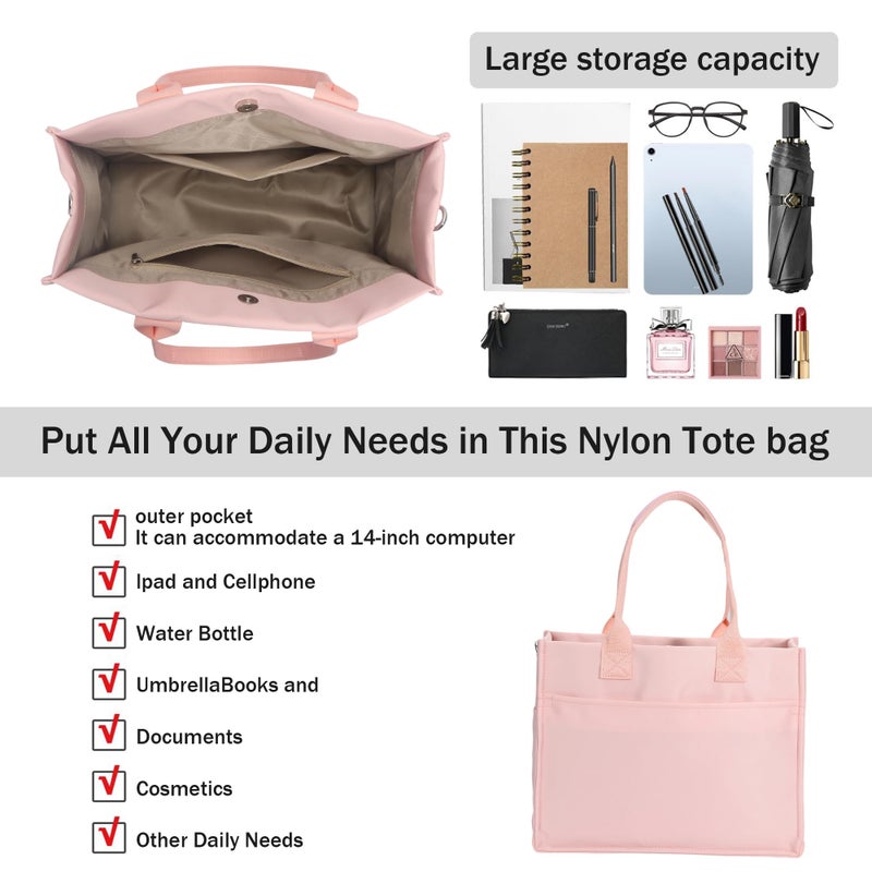 Chinllo Nylon Tote Bags for Women, Large Pockets Handbags Compartments Crossbody Bags Work Laptop Purse for Travel, Beach - Image 4