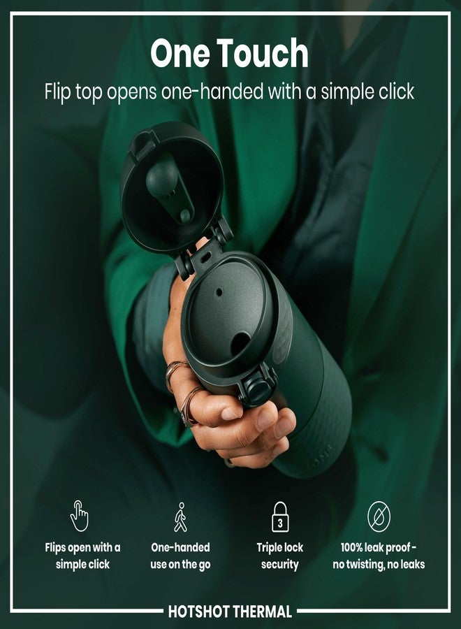 أيون8 كوب سفر معزول من ION8، سعة 360 مل/12 أونصة، مانع للتسرب، مزود بقفل ثلاثي محكم، يمنع الانسكاب أثناء التنقل، غطاء صحي، سهل التنظيف، مثالي للاستخدام أثناء التنقل، لون أخضر داكن، مصنوع من الفولاذ المقاوم للصدأ - Image 3