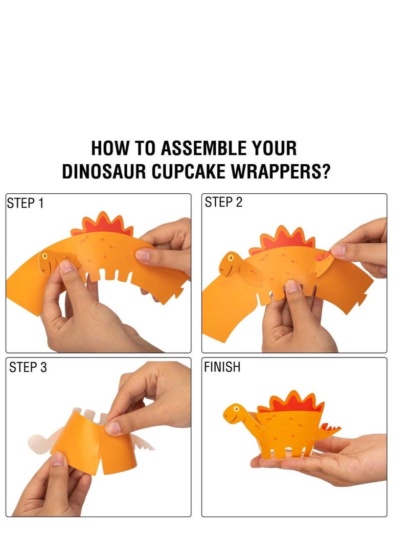NIBEMINENT Dinosaur Cupcake Wrappers Dino Holders Cake Decorations for Boys Kids Birthday Party Decor Favors Supplies - Image 4