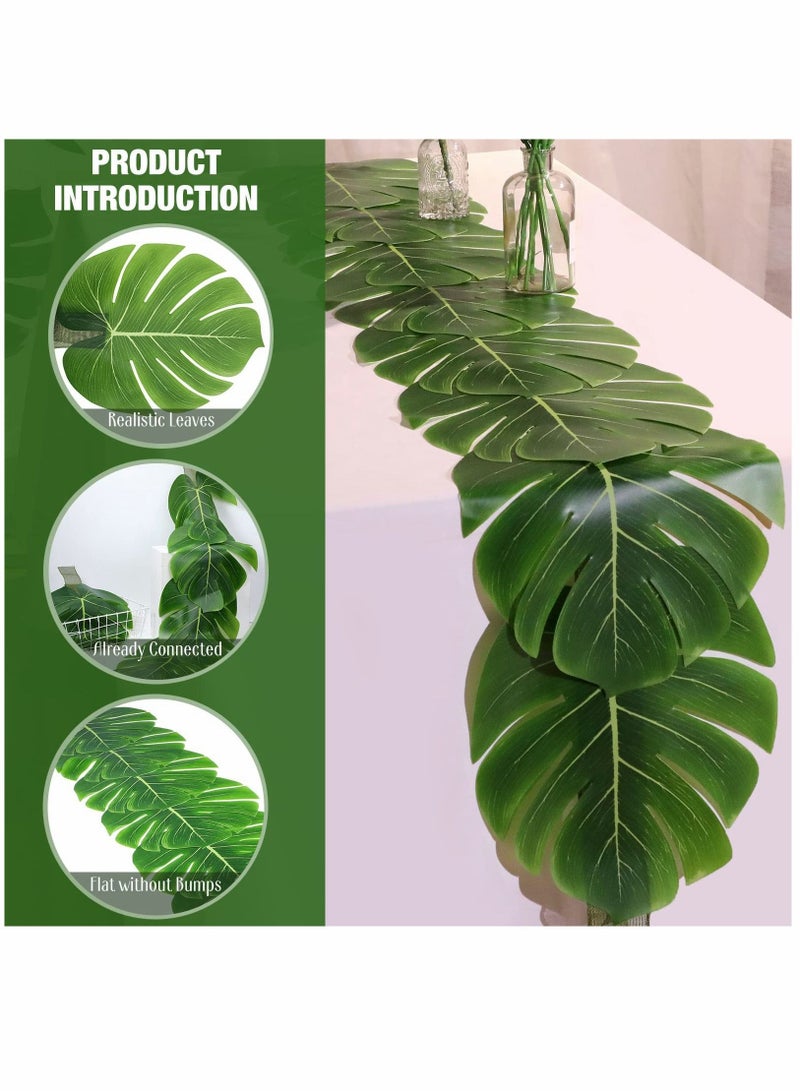 KASTWAVE Artificial Palm Leaves Table Runners, KASTWAVE 72 Inch Long Tropical Palm Leaves Table Runner Faux Leaf Table Cloth for Wedding Hawaiian Theme Party Supply Table Decoration Summer (2 Pieces) - Image 5