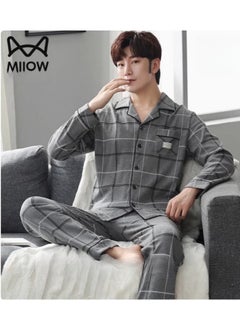 Breathing Pajamas-Men's Pajamas Made Of Pure Cotton, Loose And Comfortable, Long Sleeved Casual Home Suit Set - pzsku/ZB36085F47EA417A3082FZ/45/_/1725807567/f9dab3dc-0e0e-4d2f-9889-ee1774336ac4