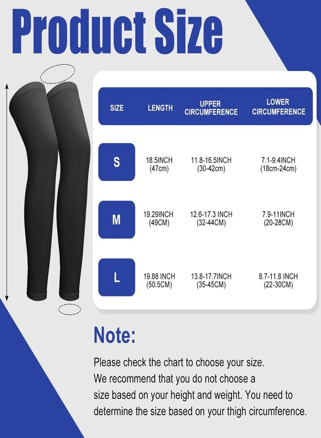 Cptoion 3 Pairs Leg Sleeves,Kids Long Compression Leg Sleeves,Full Length Leg Sleeves UV Protection,Non Slip Basketball Leg Sleeve for Youth Boy Girl Sport Running (Black, White, Gray) (Medium) - Image 2