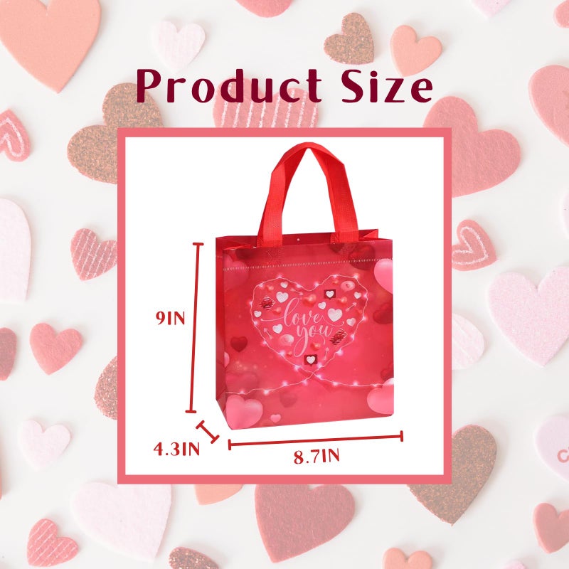 Corbekel 32 Pieces Valentines Day Gift Bags Bulk, Reusable Valentines Day Goodie Tote Bags with Handle in 8 Styles, Non Woven Heart Goodie Bag for Valentine's Day, Anniversaries, Wedding, Birthday - Image 3