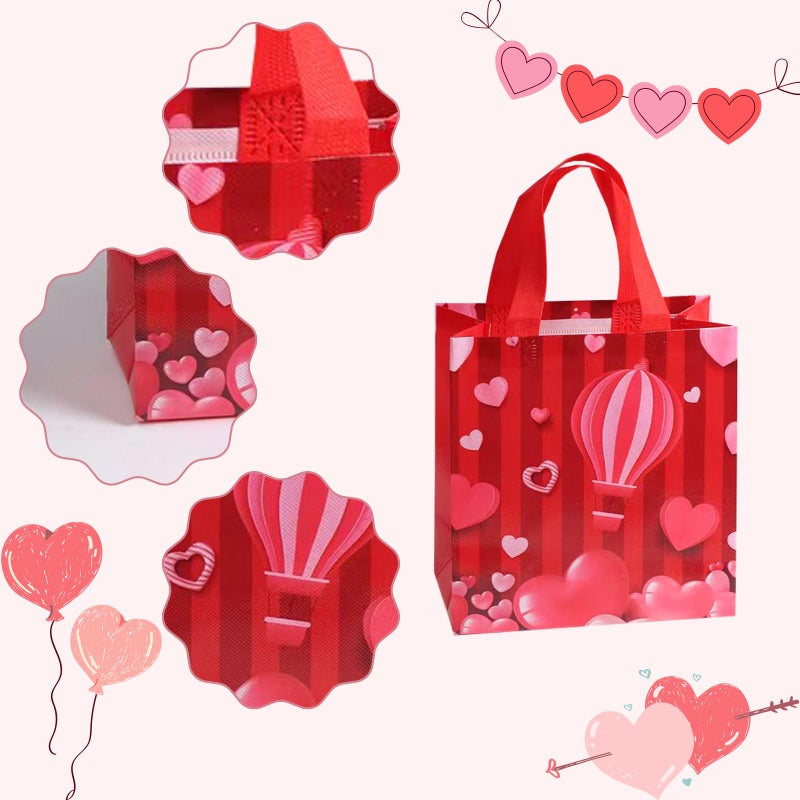 Corbekel 32 Pieces Valentines Day Gift Bags Bulk, Reusable Valentines Day Goodie Tote Bags with Handle in 8 Styles, Non Woven Heart Goodie Bag for Valentine's Day, Anniversaries, Wedding, Birthday - Image 4