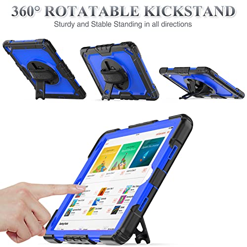 SEYMAC stock Case for iPad Air 3 2019 / Pro 10.5'' with Screen Protector Pen Holder [360° Rotate Hand Strap/Stand], Drop-Proof Case (Blue+Black) - Image 3