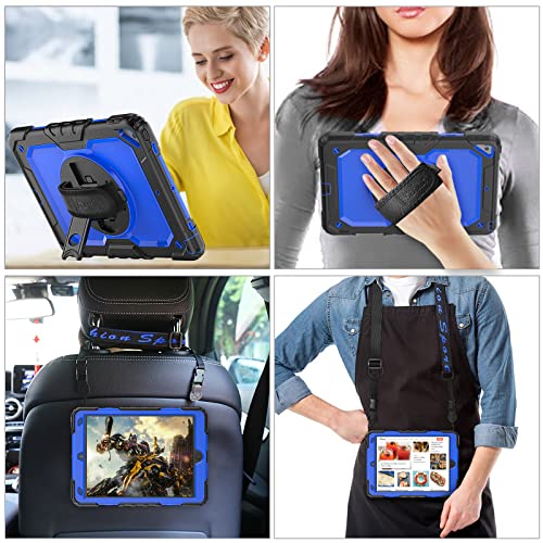 SEYMAC stock Case for iPad Air 3 2019 / Pro 10.5'' with Screen Protector Pen Holder [360° Rotate Hand Strap/Stand], Drop-Proof Case (Blue+Black) - Image 4