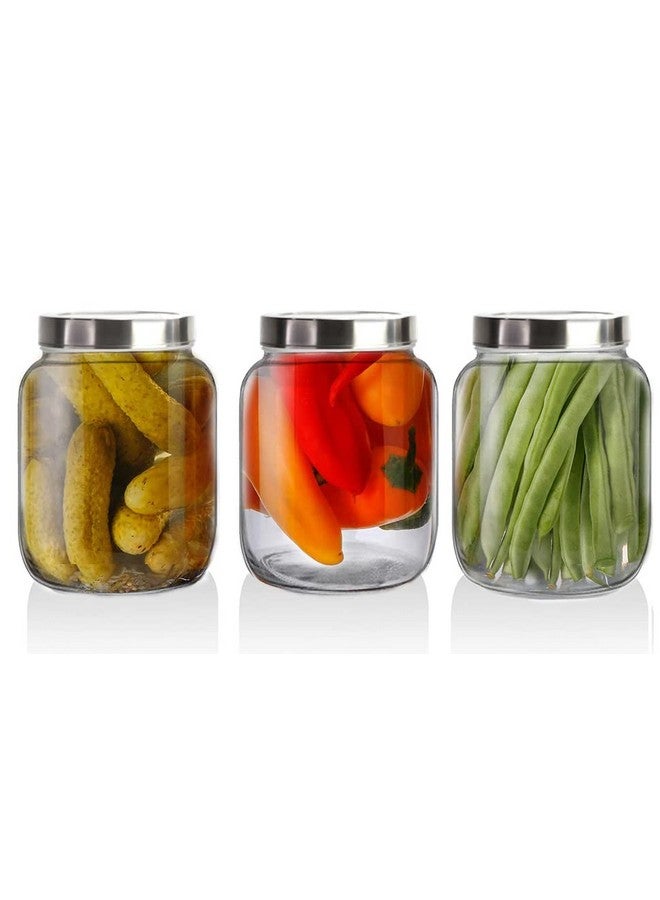 BrezzyCloud Brezzycloud Glass Jar 3000 ml | Round Jars for kitchen | Transparent Containers for Kitchen Pantry, Flour, Cereal, Masala, Dry Fruits | See Through Cap | Set of 2 - Image 3