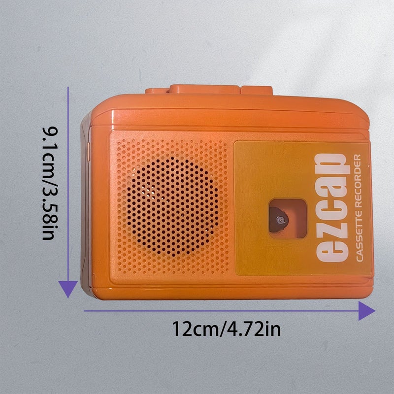 Orange Portable Vintage Cassette Recorder for Blank Tape Recording Nostalgic Classic Cassette Deck English Language Learning - Image 2