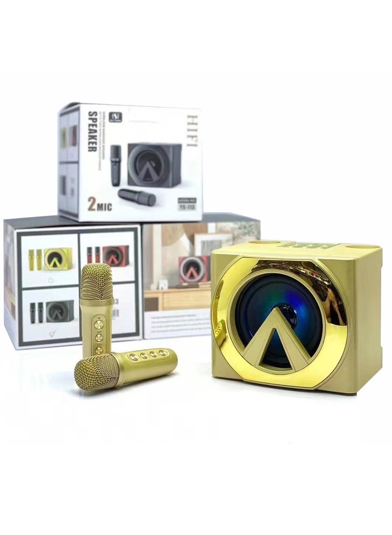 YS113 Bluetooth Speaker with Lighting Effect Dual wireless Microphone Speaker for Computer Subwoofer Mobile phone TV