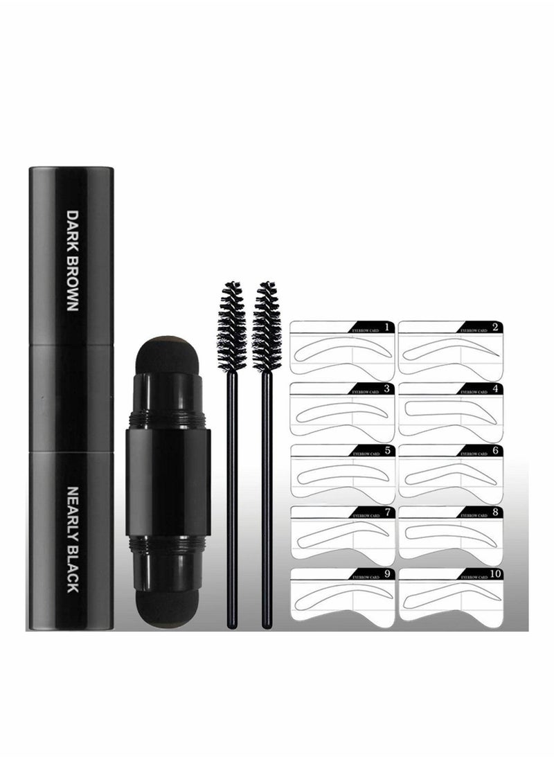 SYOSI - Eyebrow Stamp Stencil Kit Dual-Color, Perfect Instant Brows Every Time, Adjustable for all Eyebrow Shapes, Waterproof and Sweatproof, Reusable & Super Easy To Use (DARK BROWN + NEARLY BLACK) - Image 1