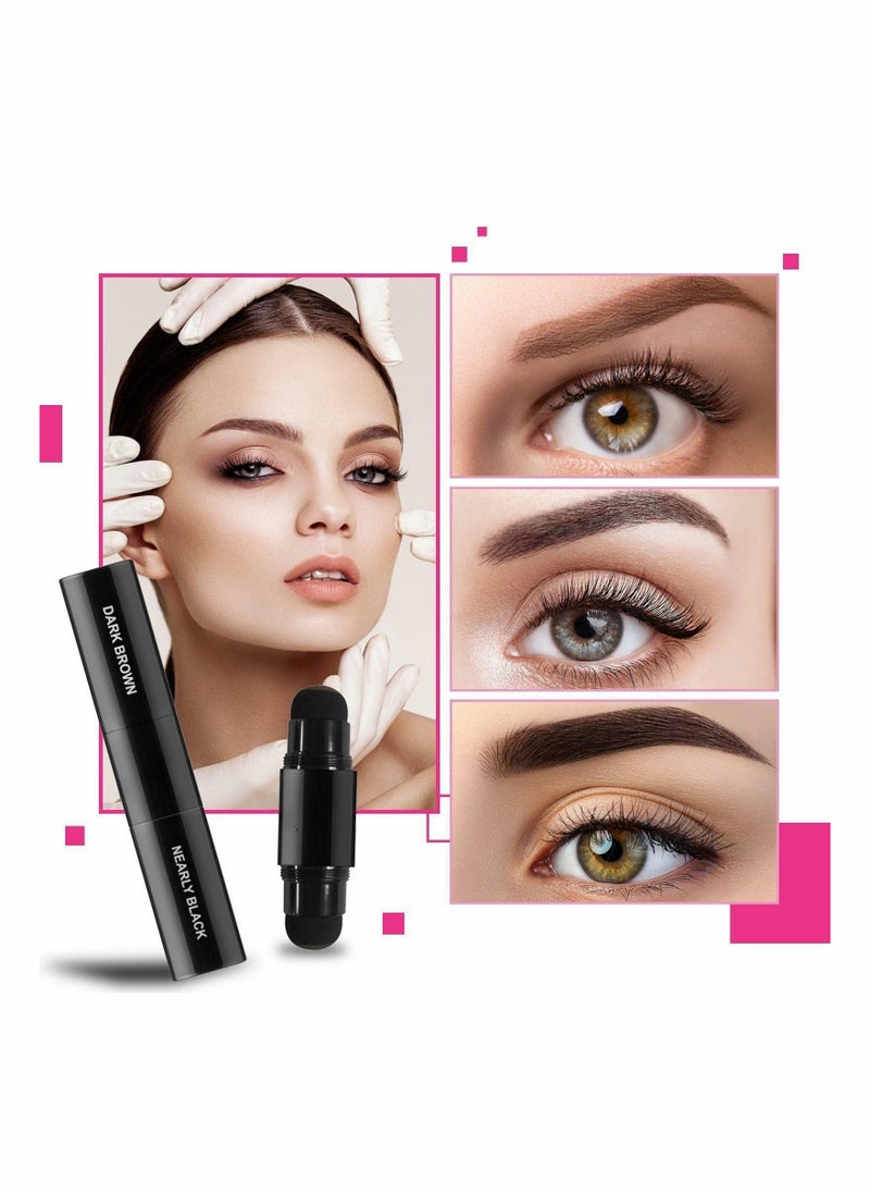 SYOSI - Eyebrow Stamp Stencil Kit Dual-Color, Perfect Instant Brows Every Time, Adjustable for all Eyebrow Shapes, Waterproof and Sweatproof, Reusable & Super Easy To Use (DARK BROWN + NEARLY BLACK) - Image 1