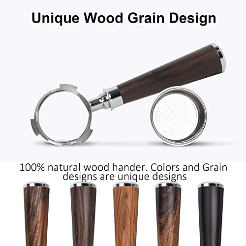 YMWVH 51mm Bottomless Portafilter 3 Ears, YMWVH Professional Espresso Portafilter 51mm for De-longhi EC680, EC685 & EC885 Espresso Machine, Stainless Steel Basket and Walnut Handle - Image 4