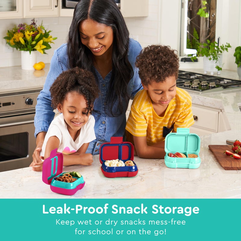 Bentgo Kids Snack - 2 Compartment Leak-Proof Bento Box Container for Snacks and Small Meals, Easy-Open Latch, Dishwasher Safe, BPA-Free for School, Daycare, & Sports - Ideal for Ages 3+ (Aqua) - Image 2