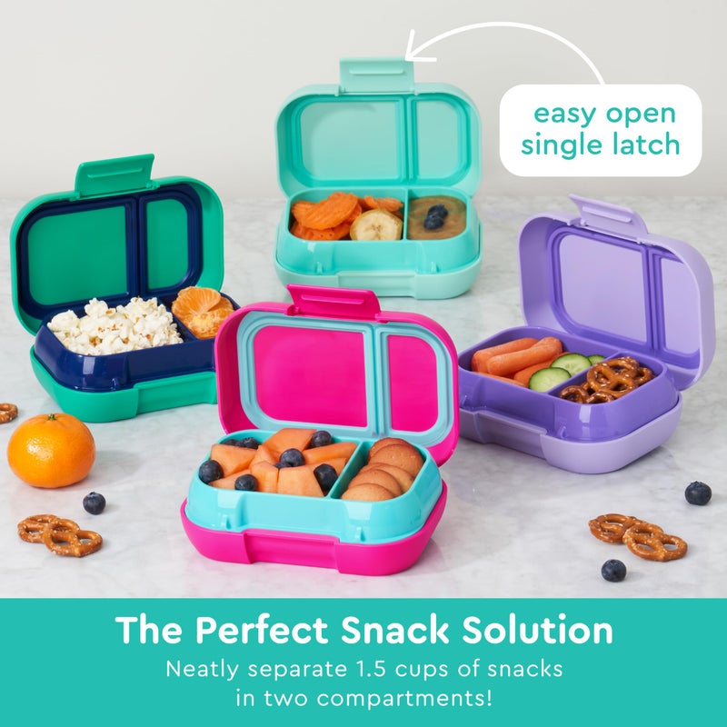 Bentgo Kids Snack - 2 Compartment Leak-Proof Bento Box Container for Snacks and Small Meals, Easy-Open Latch, Dishwasher Safe, BPA-Free for School, Daycare, & Sports - Ideal for Ages 3+ (Aqua) - Image 4