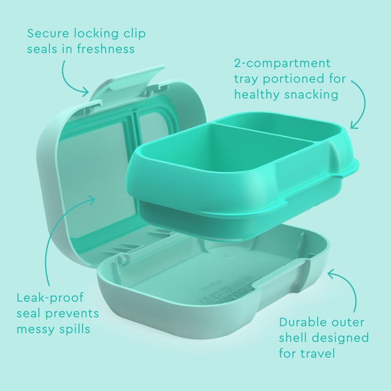 Bentgo Kids Snack - 2 Compartment Leak-Proof Bento Box Container for Snacks and Small Meals, Easy-Open Latch, Dishwasher Safe, BPA-Free for School, Daycare, & Sports - Ideal for Ages 3+ (Aqua) - Image 5