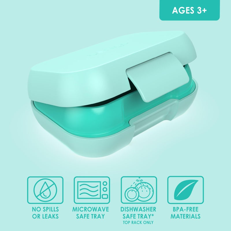 Bentgo Kids Snack - 2 Compartment Leak-Proof Bento Box Container for Snacks and Small Meals, Easy-Open Latch, Dishwasher Safe, BPA-Free for School, Daycare, & Sports - Ideal for Ages 3+ (Aqua) - Image 3