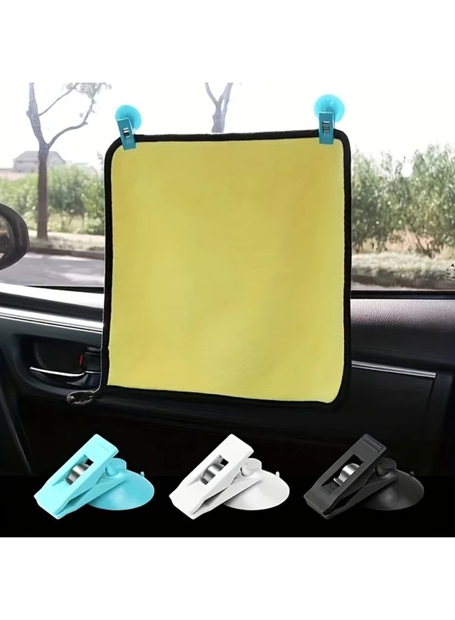 Black 2pcs Multi Functional Suction Cup Clips Glasses Card Holder For Car - Image 3