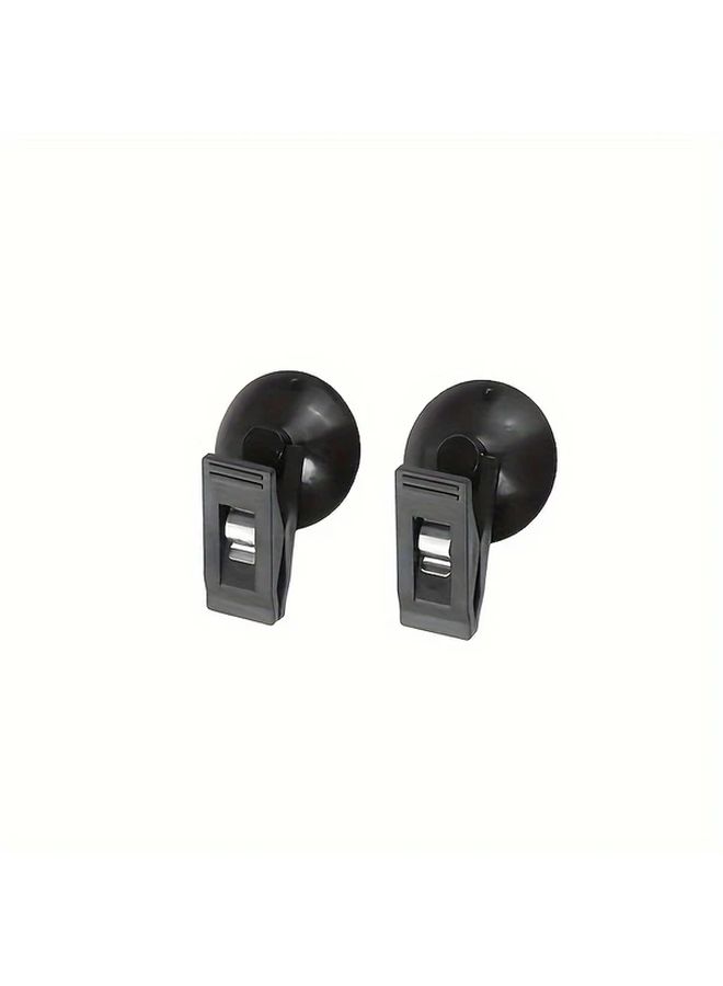 Black 2pcs Multi Functional Suction Cup Clips Glasses Card Holder For Car - Image 5