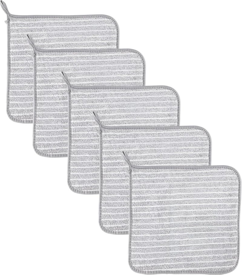 Stain - Reliable microfiber towels absorb cooking oil, resist dirt buildup, clean stoves, dry dishes, and provide eco-friendly cloths that are soft, long-lasting, and easy to wash repeatedly