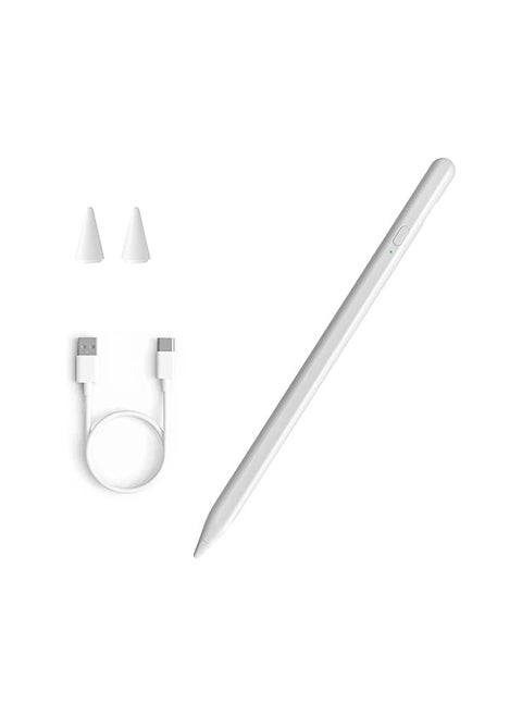 Stylus Pen for Touch Screens with Fine Tip and Magnetic Attachment, Compatible with iPhone, Samsung, Android, Tablets, and Other Touch Screens - White