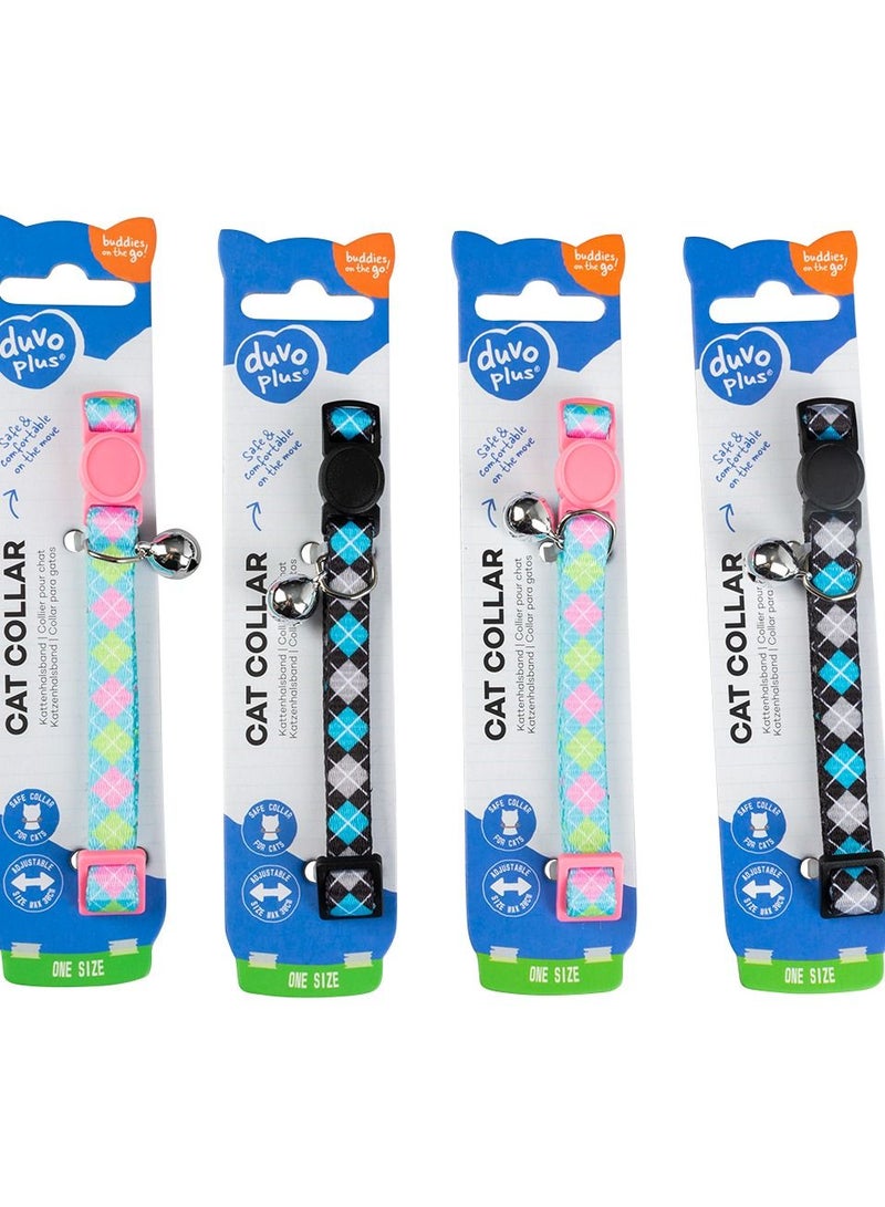 duvo Plus Cat Collar Scottish Squares Nylon Mixed Colors - Image 2