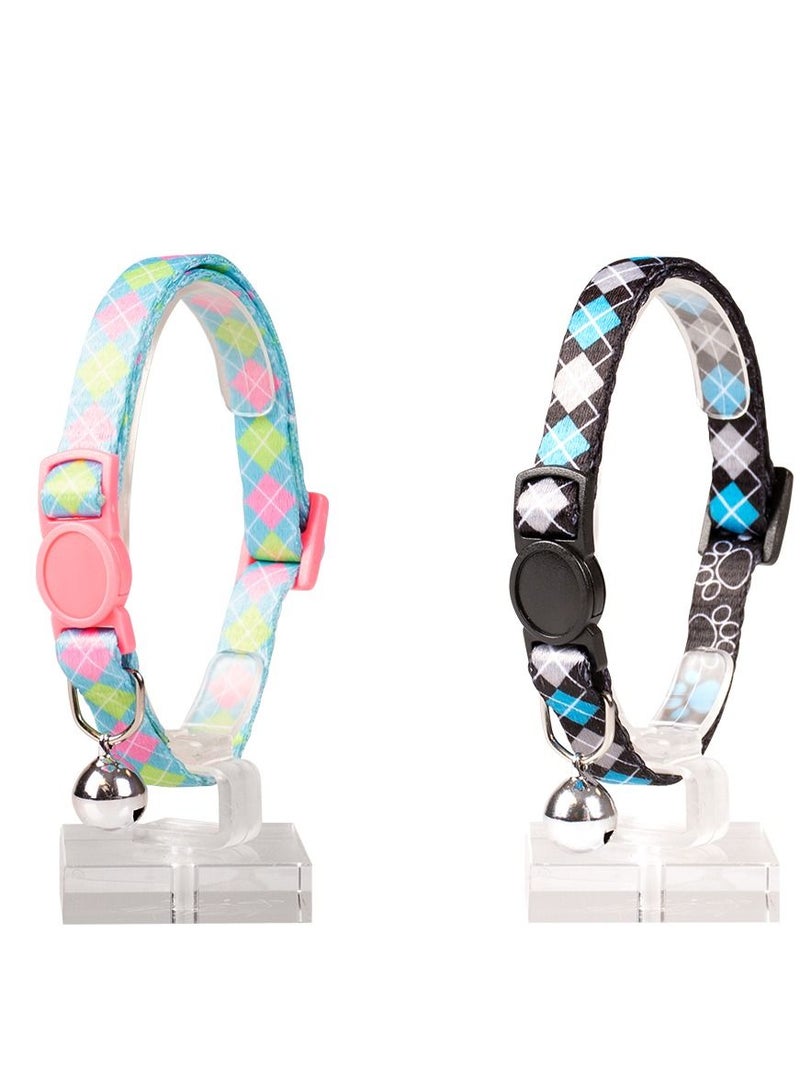 duvo Plus Cat Collar Scottish Squares Nylon Mixed Colors - Image 1