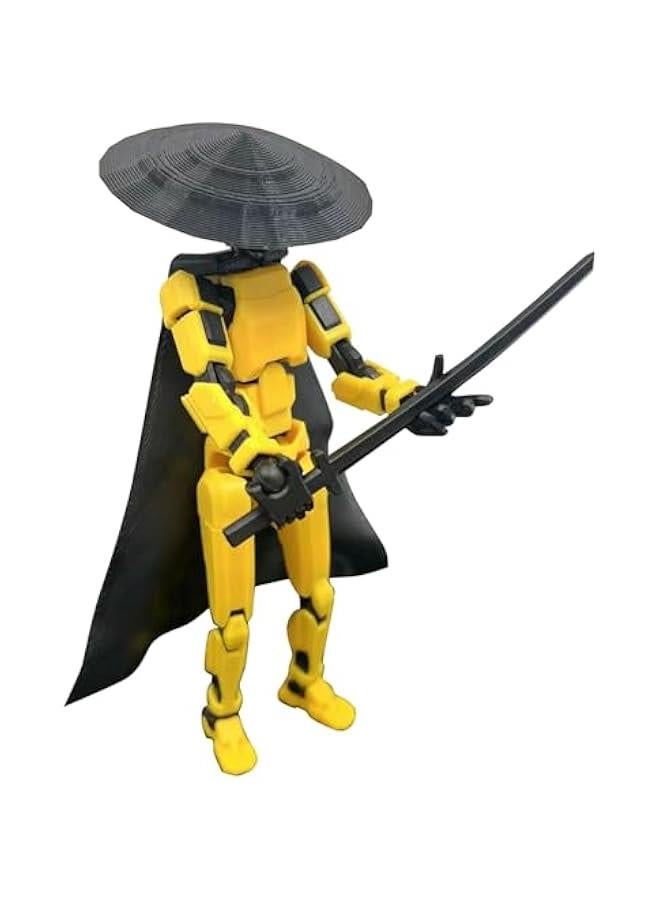 Chivalrous Person T13 Action Figure 2024 New, 3D Prined Cavalier 13 Action Figure,with Hat Cape and Stand, PVC Model Full Body Mobile Robot Desktop Decoration Knight Action Figure  - Image 2