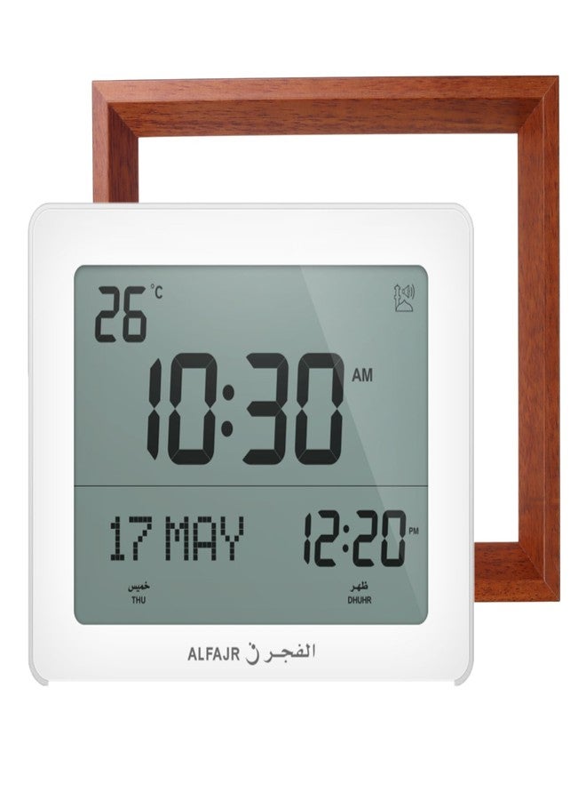 الفجر ساعة حائط ومكتبية رقمية أوتوماتيكية عالمية من ALFAJR CF-19 مع إطار قابل للفصل (بني محمر) - Image 1