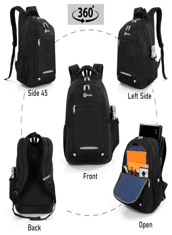 Bakka Heavy Duty Large Travel Cum Laptop Backpack BL-308 Black|Waterproof with 15.6 Inch Laptop Compartment & Bottle Pocket |Stylish, Durable & Spacious 38L |College bags for Men & Women|Multi-Pocket - Image 3
