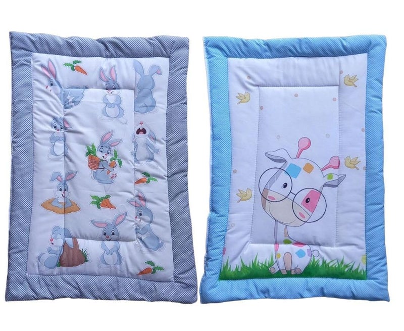 Vivatra Combo Newborn Baby Pom Pom Cotton Baby Bed Godari Cradle Bed Crib Sheet Changing Mat Baby Godadi Godari Bedding Set Mattress_Pack of 2 Piece_20 30 Inch Rabbit Girafee