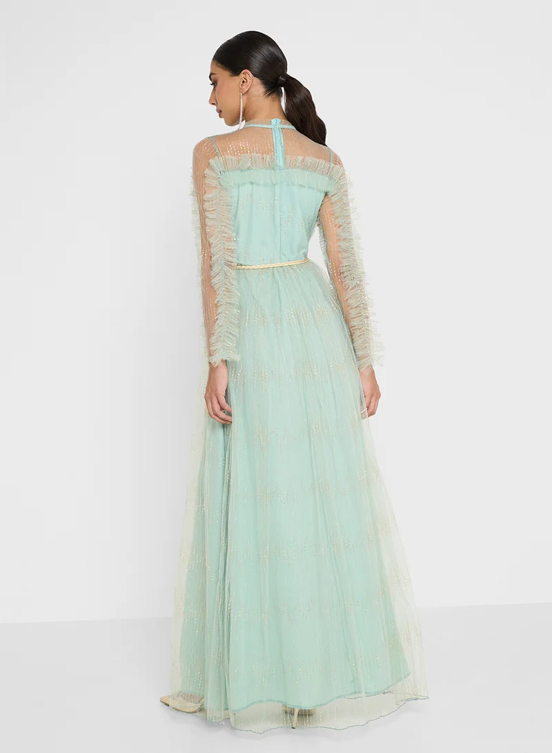 جولدن ابل Embellished Maxi Dress With Belt