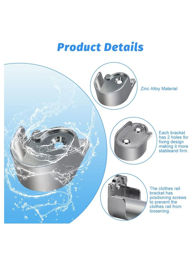 6Pcs Closet Pole Sockets Closet Rod End Supports Heavy Duty Closet Rod End Supports Flange Rod Holder with Screws Sockets Zinc Alloy Rods Holders for Pole Bracket Bathroom Shower Pole (25mm) - Image 4