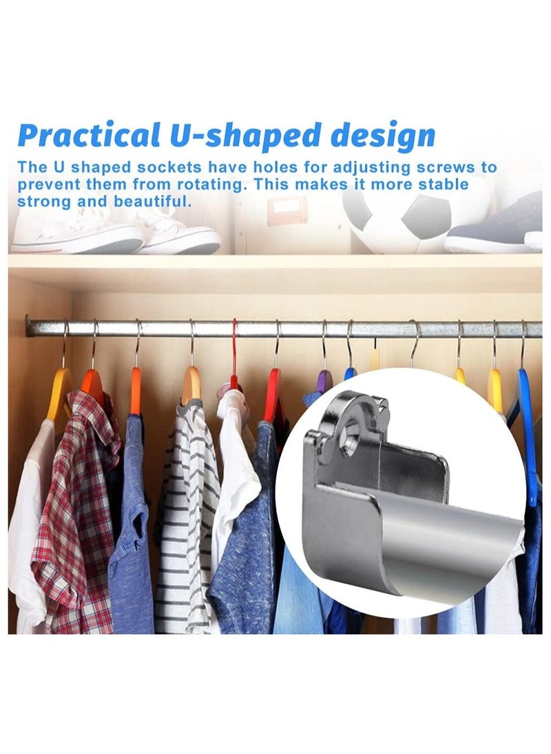 6Pcs Closet Pole Sockets Closet Rod End Supports Heavy Duty Closet Rod End Supports Flange Rod Holder with Screws Sockets Zinc Alloy Rods Holders for Pole Bracket Bathroom Shower Pole (25mm) - Image 2