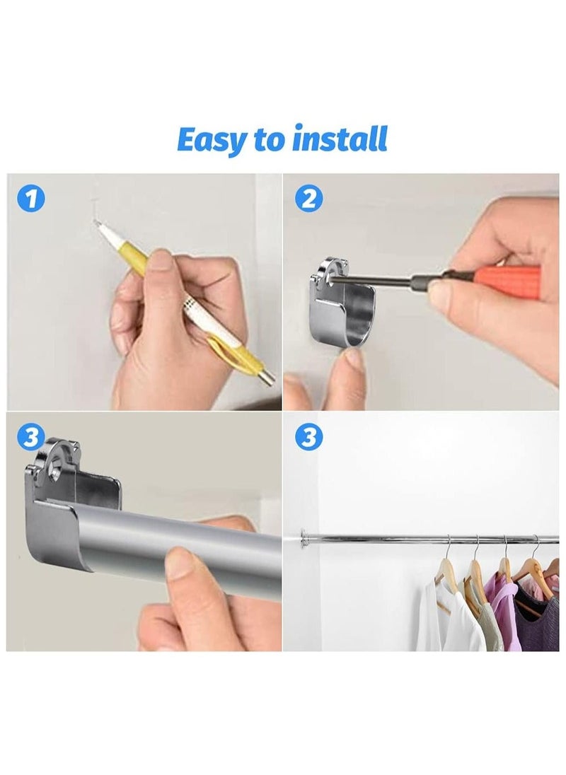 6Pcs Closet Pole Sockets Closet Rod End Supports Heavy Duty Closet Rod End Supports Flange Rod Holder with Screws Sockets Zinc Alloy Rods Holders for Pole Bracket Bathroom Shower Pole (25mm) - Image 3