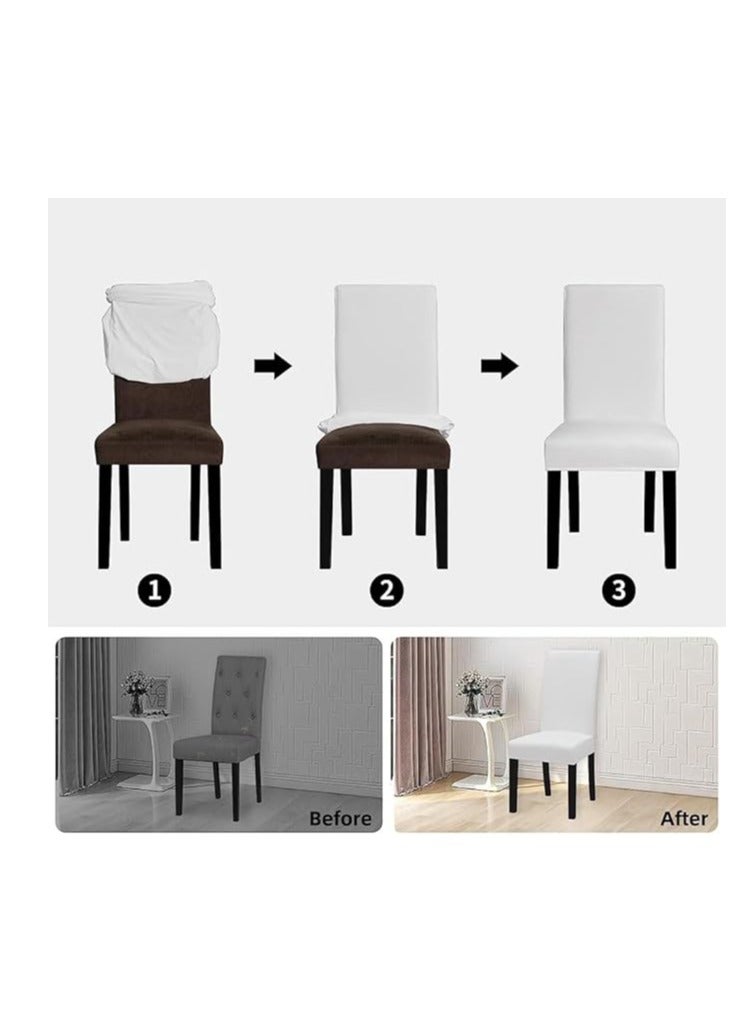 DUNISO 6 Pcs Dining Room Chair Covers，Stretchable Dining Chair Covers,Stretch Table Chair Covers,Soft Fabric Removable and Washable Fit for Dinning Room, Old Chair, Wedding Ceremony,Light Grey  - Image 3