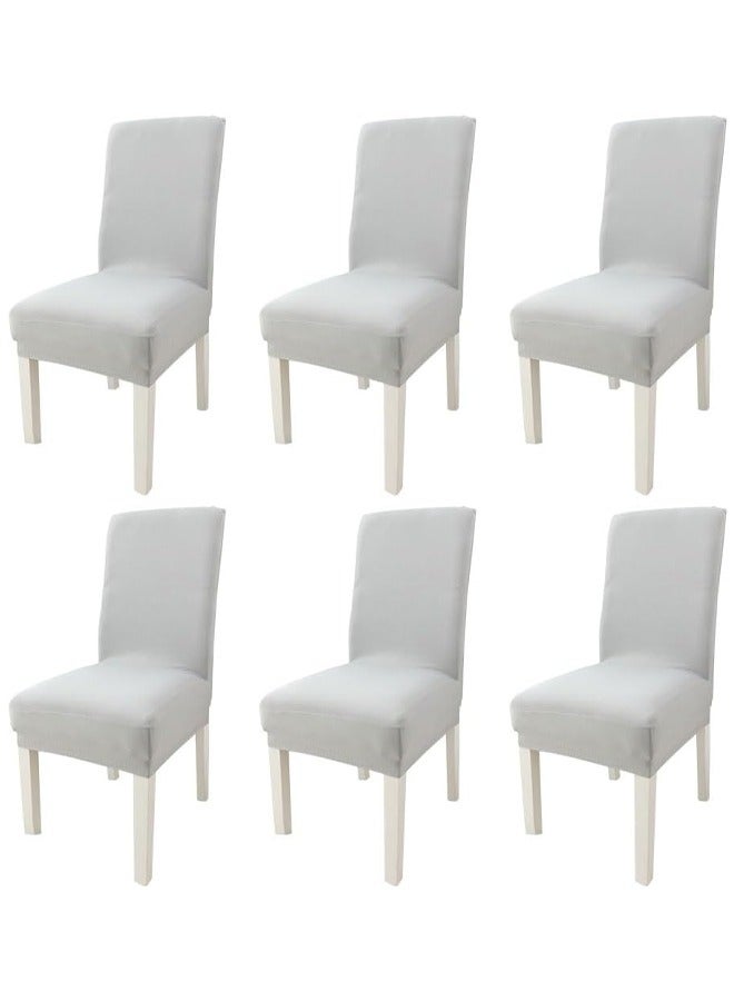 DUNISO 6 Pcs Dining Room Chair Covers，Stretchable Dining Chair Covers,Stretch Table Chair Covers,Soft Fabric Removable and Washable Fit for Dinning Room, Old Chair, Wedding Ceremony,Light Grey  - Image 1
