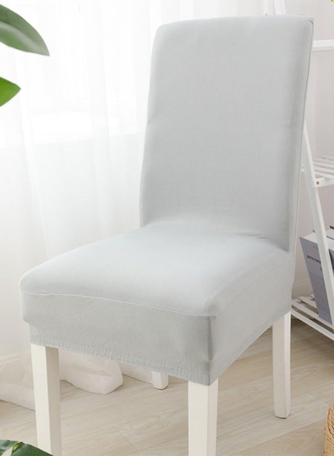 DUNISO 6 Pcs Dining Room Chair Covers，Stretchable Dining Chair Covers,Stretch Table Chair Covers,Soft Fabric Removable and Washable Fit for Dinning Room, Old Chair, Wedding Ceremony,Light Grey  - Image 4