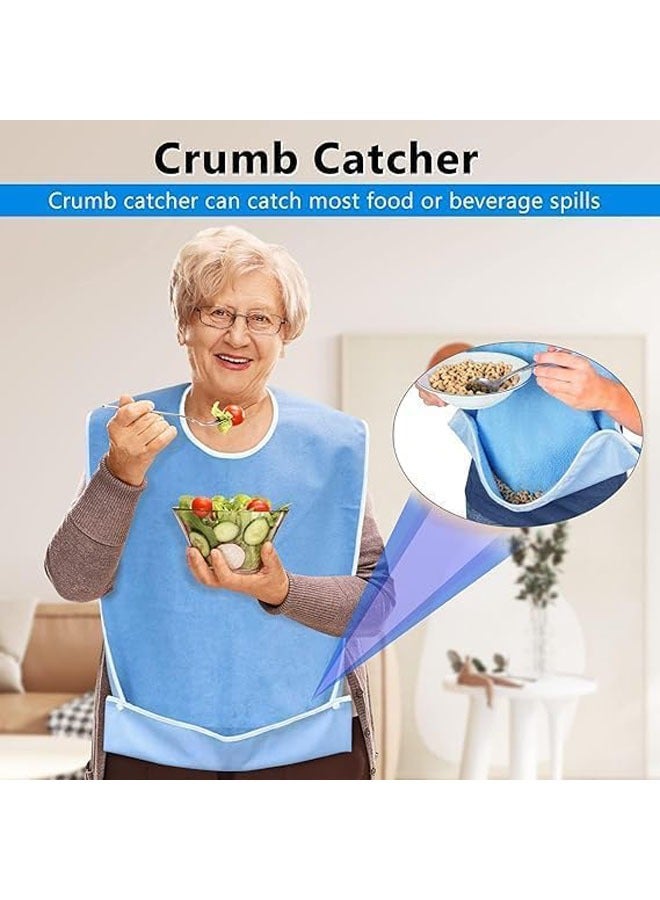 Hihonor 3 Pack Adult The Elderly Bib with Snaps Reusable Adult Bib for Eating Washable Dining Bibs for Elderly Clothing Protector for Elderly Men Women and Disabled - Image 3