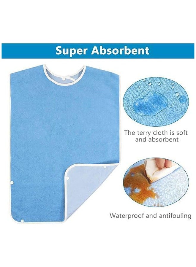 Hihonor 3 Pack Adult The Elderly Bib with Snaps Reusable Adult Bib for Eating Washable Dining Bibs for Elderly Clothing Protector for Elderly Men Women and Disabled - Image 2