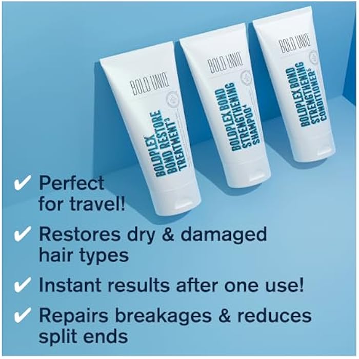 BOLD UNIQ Boldplex 3, 4 & 5 Bond Restore Hair Protein Treatment, Shampoo & Conditioner Travel Set For Dry & Damaged Hair - Hydrating Formula for Curly, Dry, Colored, Frizzy, Broken or Bleached Hair Types - Image 2